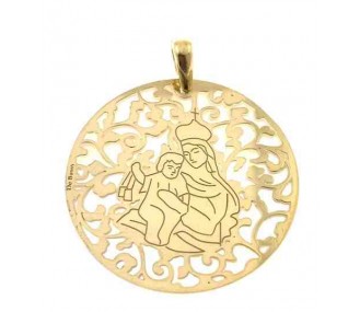 Medalla Virgen del Carmen nacar y plata chapada en oro 40mm MCM008ND