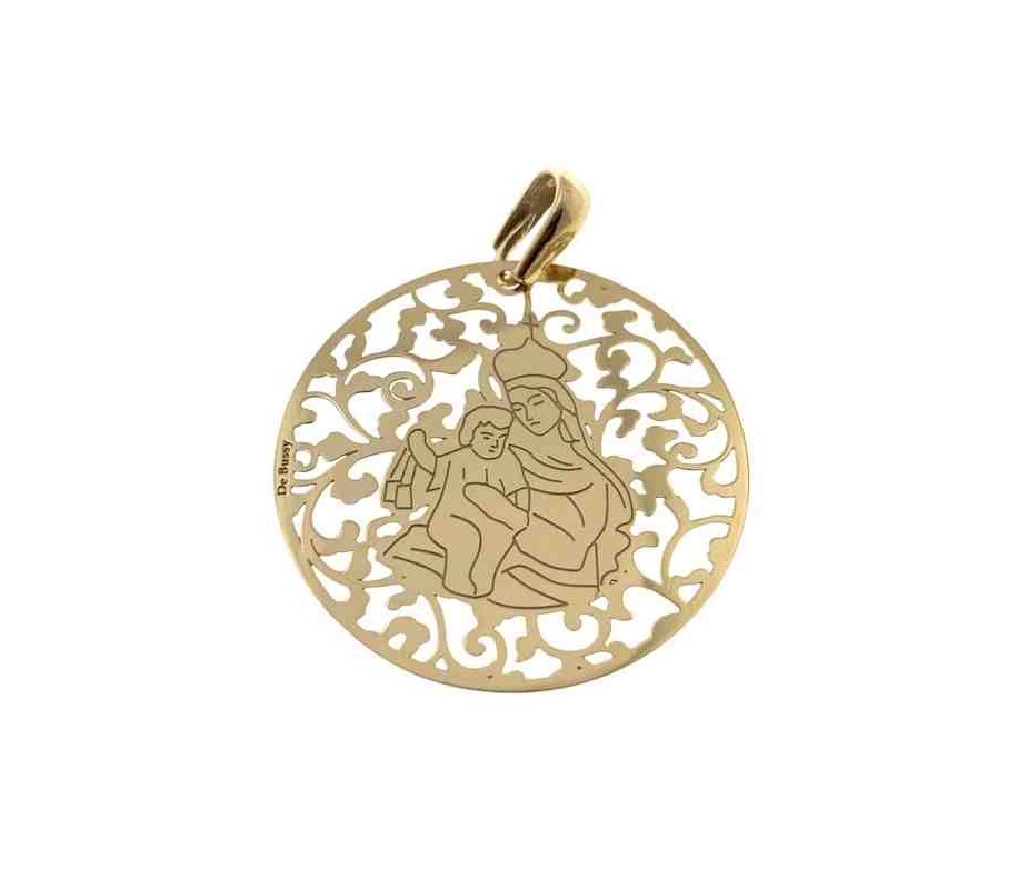 Medalla Virgen del Carmen plata chapada en oro 40mm MCM008D