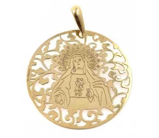 Medalla Virgen de Amargura plata chapada 40mm MAG008D