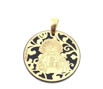 Medalla Virgen de Amargura plata chapada y onix 25mm MAG005OD