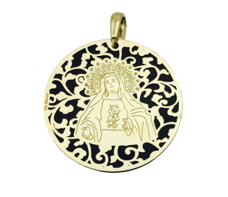 Medalla Virgen de Amargura plata chapada y onix 40mm MAG008OD