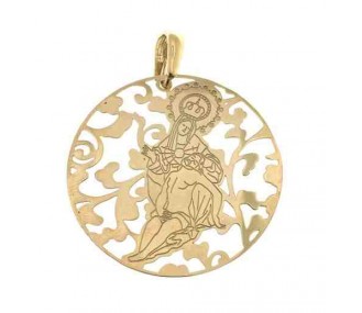 Medalla Virgen Caridad Plata Chapada en Oro 40 mmMCR008D