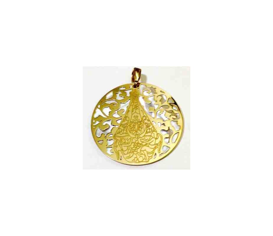 Medalla Virgen del Castillo de Yecla plata chapada en oro 40mm MCLL008D