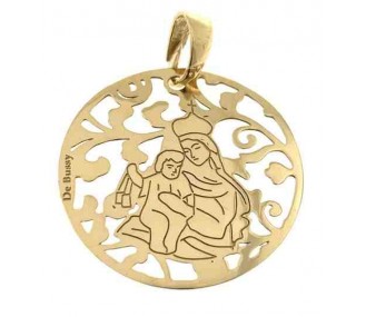 Medalla Virgen del Carmen plata chapada en oro 25mm MCM005D