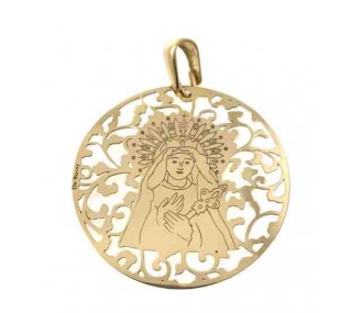 Medalla Virgen de los Dolores en plata de ley chapada 40mm MDL008D