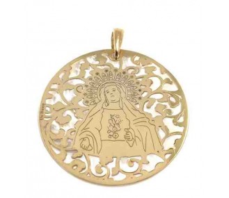 Medalla Virgen de Amargura plata chapada y nacar 40mm MAG008ND