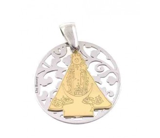 Medalla Virgen Fuensanta en plata de ley y diamante incrustado 25mm MF005BBT