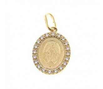 Medalla Virgen de la Milagrosa en Plata de Ley Chapada con circonitas JCC37D