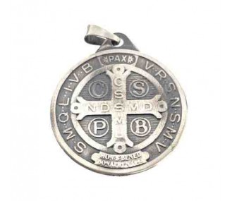 Medalla San Benito en plata de ley 30 mm DBSB30