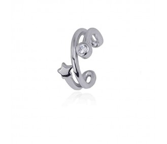 EARRING HELIX EAR CUFF SILVER WITH CZ STONE AND STAR PE441PL