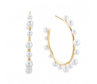 Ref. 00510426 - Pendientes Pearl,  aro 35 mm, con perlas alrededor