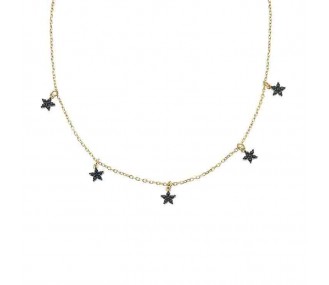 Gargantilla Pretty Jewels Black , cinco estrellas, dorado, 38+5 cm REF:00510593