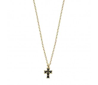 Colgante Pretty Jewels Black , cruz, dorado, 38+5 cm REF:00510596