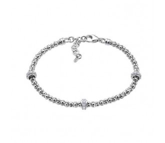 Pulsera Links,  cadena  bolas y adornos de  pave  circonita white, 17* 3 cm REF:00507208