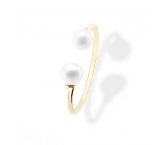 Anillo Aurum 18 K, abierto dos perlas 4 mm, oro amarillo REF:00507420
