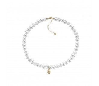 Collar  CoCo, perla barroca y medallita, dorado, 38+5 cm REF:00509179