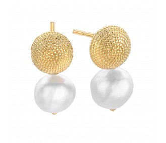 Pendientes Portobello, perlas, dorado, 2,5 cm REF:00510776