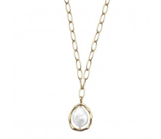 Gargantilla Coco, perla barroca central  con cadena oval, dorado, 42+5 cm REF:00510473