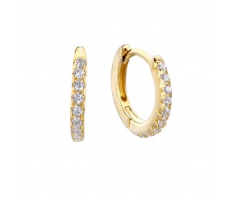 Pendientes Pretty Jewels, aro con pave de circonitas, dorado, 12 mm REF:00510803