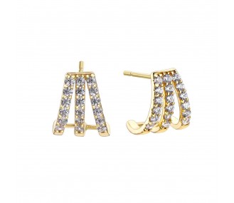 Pendientes Pretty Jewels, triple con pave de circonitas, dorado REF:00511136