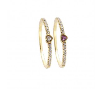 Ref. 00510619 - Anillo Pretty Jewels, 2 anillos, mini corazon circonitas DURAN Exquse