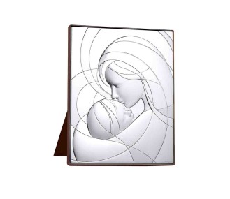 Icono Virgen y Niño cuadrado, detalles matizados,  17x21x2 cm REF:07500732