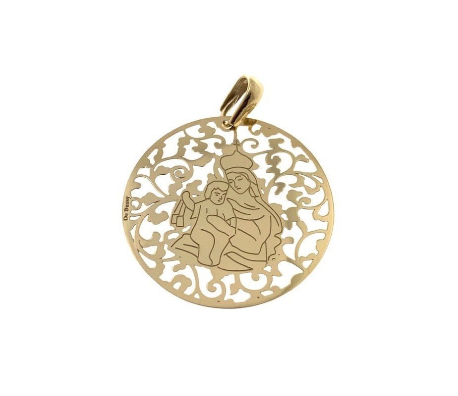 Medalla Virgen del Carmen plata chapada en oro 40mm MCM008D