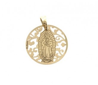 Medalla Virgen de Guadalupe (Mexico) en Plata de Ley con baño de oro. 25mm MGP005D