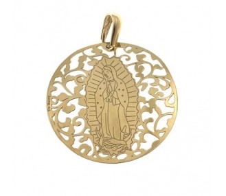 Medalla Virgen de Guadalupe (Mexico) en Plata de Ley con baño de oro. 40mm MGP008D