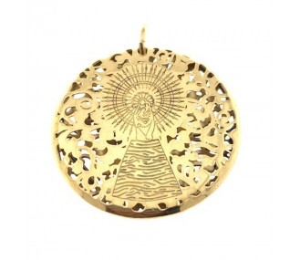Medalla Virgen Pilar en Plata de Ley con baño de oro 30mm MP303DD