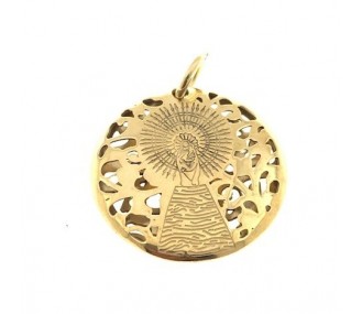 Medalla Virgen Pilar en Plata de Ley con baño de oro 20mm MP203DD