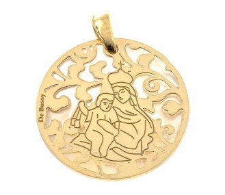 Medalla Virgen del Carmen nacar y plata chapada en oro 25mm MCM005ND