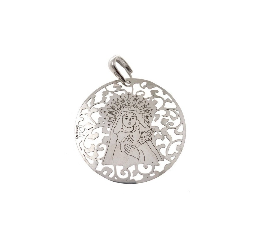Medalla Virgen de los Dolores en plata de ley 40mm MDL008P