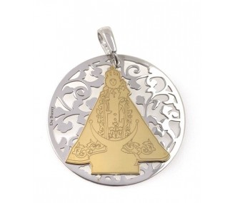 Medalla Virgen Fuensanta en plata de ley y diamante incrustado 35mm MF003BBT